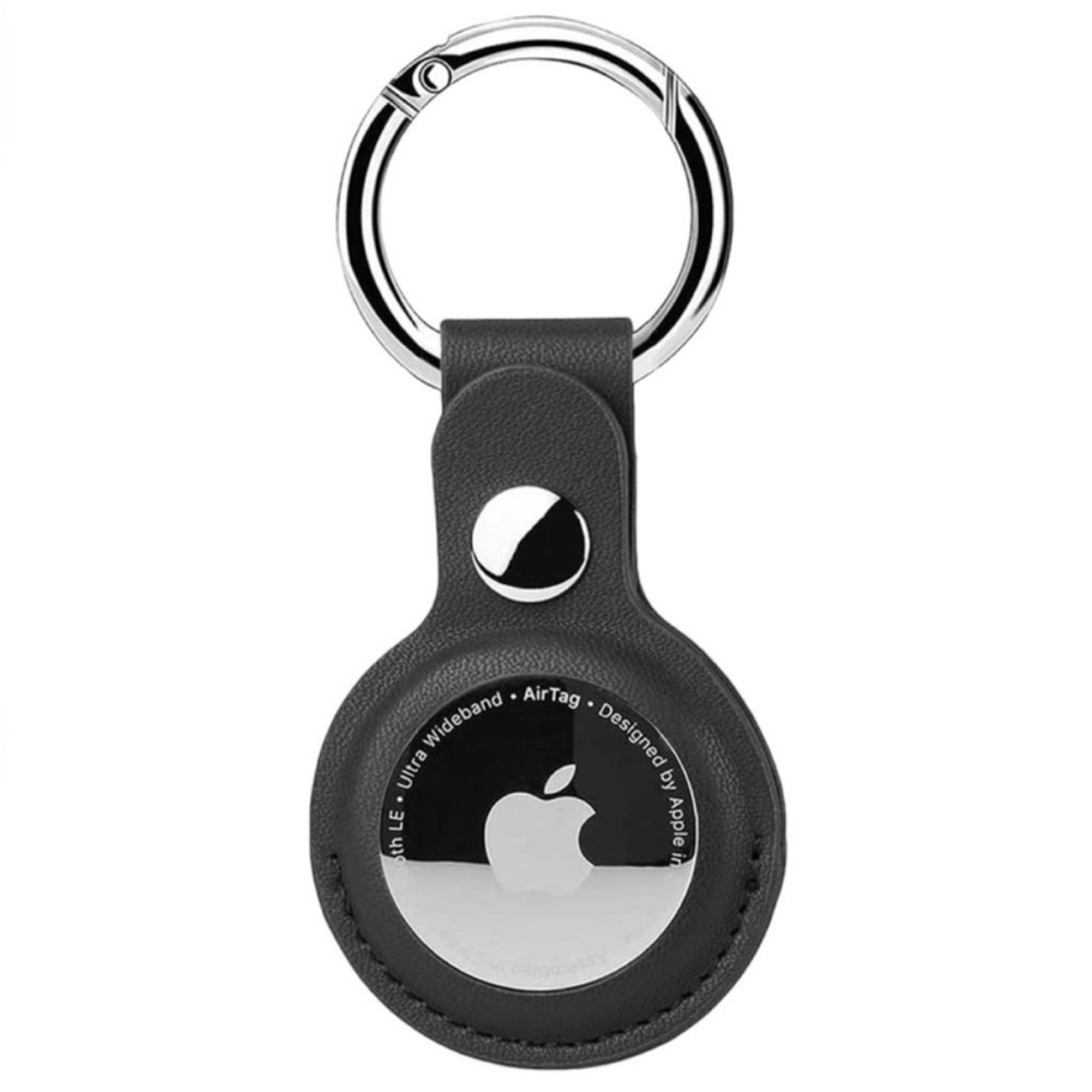 Apple AirTag Leather Key Ring Protective Holder With Carabiner Style Ring